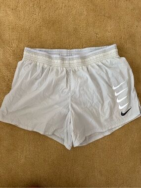 Nike Women’s Light Gray Athletic Shorts with Swoosh Detail